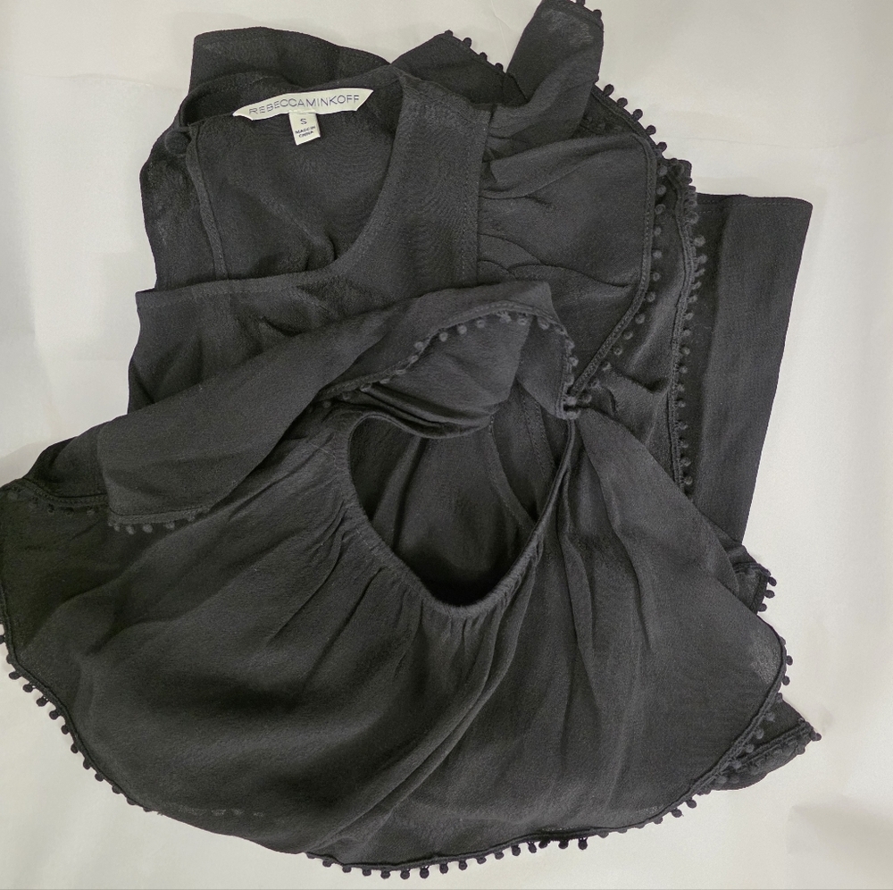 Rebecca Minkoff black ruffle with cute trim top size S